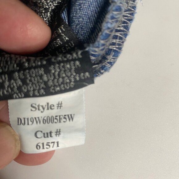 AG ADRIANO GOLDSCHMIED Denim Crop Overalls Women 16W Blue‎ Distressed - Picture 11 of 16